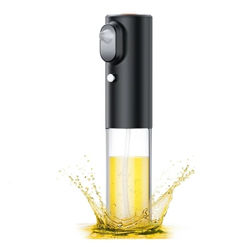 1 шт. Распылитель масла для приготовления пищи - электрический распылитель оливкового масла, стеклянный распылитель масла объемом 200 мл, черный мелкодисперсный распылитель масла