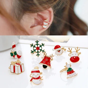1шт Рождественский стиль тема ушные шпильки ушные застежки ушные зажимы прекрасные серьги Санта Клауса для женщин Без отверстия для уха