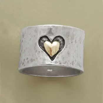 2024 Винтажные кольца с сердечками для женщин, Аксессуары, Свадебные украшения, подарок для девушки, металлические Винтажные женские кольца в стиле панк