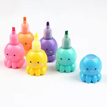 5 цветов флуоресцентных маркеров Octopus Пластиковые студенческие маркеры для рисования с наклонным наконечником пера для рисования