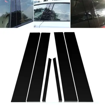 6 шт. Наклейки на центральную колонну BC Для Honda Civic 2006-11 с зеркальным эффектом, стойки оконных стоек, отделка автомобиля, Внешние аксессуары