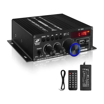 AK-380 USB SD BT.C FM AUX Аудио Мощность 400 Вт + 400 Вт 2.0 CH Hi-Fi Стерео Усилитель Динамик Bluetooth 5.0 Усилитель Приемник EU Plug