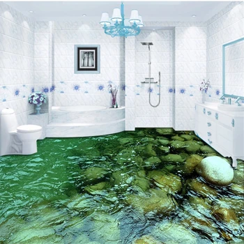 beibehang Изготовленный на заказ пол 3D фон для ванной комнаты с водой спокойного ручья обои для пола домашний декор самоклеящиеся декоративные 3D полы
