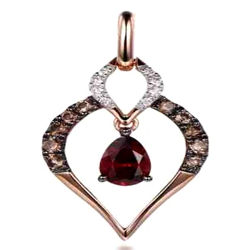 ChuanCai Love Heart Кулон Ожерелья для Женщин из Стерлингового Серебра 925 Пробы с Созданным Рубином Юбилей, День Рождения, Рождественские Подарки