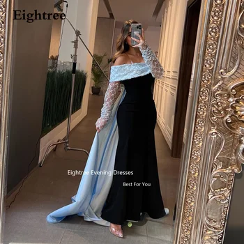 Eightree Винтажные Вечерние платья Русалки на бретелях Spagherri с длинными рукавами, расшитые бисером, Атласное вечернее платье с блестками из Саудовской Аравии для женщин