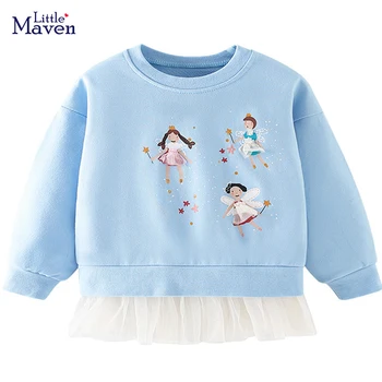 Little maven / Осенняя детская одежда 2023, толстовка для девочек, сказочные топы, хлопковые детские толстовки, детская одежда