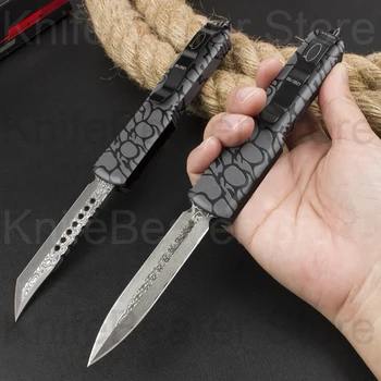 Micro OTF Tech Knife Combat Troo серии ELMAX Лезвие из дамасской стали, алюминиевый сплав, 3D ручка, карманный нож для кемпинга на открытом воздухе