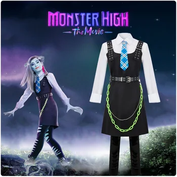 Monster High Фрэнки Штайн Косплей Костюм в прямом эфире Драматическое платье Полный костюм Хэллоуин Мультфильм Необычный женский наряд для ролевых игр