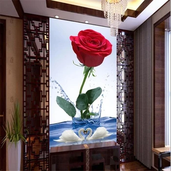 wellyu Пользовательские обои 3d фотообои papel de parede Водяная Роза Лебедь Мода крыльцо проход Коридор 3d обои papier peint
