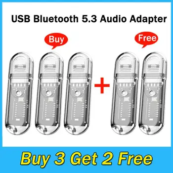Адаптер USB Bluetooth 5.3 Беспроводной аудиоадаптер Bluetooth Разъем аудиоприемника Bluetooth для автомобильного компьютера Динамик Гарнитура