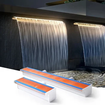 Акриловый RGB Водопад С отвесным спуском Водяная Лопасть Каскадный Сад Искусственный Бассейн Водопадный Фонтан со светодиодной подсветкой