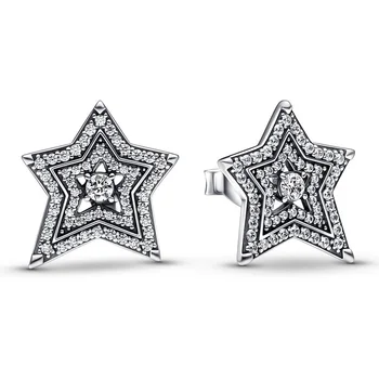 Аутентичные серьги-гвоздики с Небесной асимметричной звездой из стерлингового серебра 925 пробы Для женщин, Подарок, ювелирные изделия своими руками