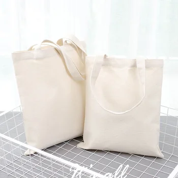Бежево-белая однотонная сумка для покупок, большая вместимость, экологически Чистые сумки для покупателей, Хлопчатобумажная холщовая сумка, сумки, подарки
