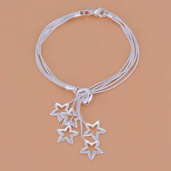 великолепные красивые подвески Звезда Змеиная цепочка серебряного цвета браслеты для женщин свадебные высококачественные модные украшения Рождественские подарки