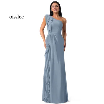 Выпускное платье Oisslec, вечернее платье на одно плечо, шифоновые коктейльные платья с каскадными оборками, вечернее платье длиной до пола на заказ