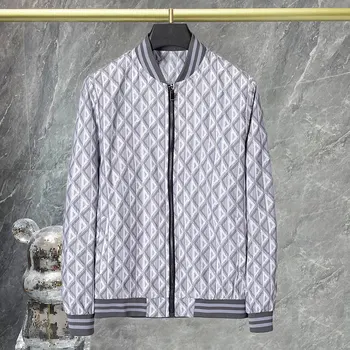 Высококачественная Фирменная куртка с геометрическим контрастным рисунком, мужская бейсбольная куртка на молнии, осенняя Уличная одежда Manteau Homme Hiver