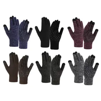 Вязаные перчатки Мужские Перчатки для бега трусцой Противоскользящие Ветрозащитные Легкие Зимние вязаные перчатки с сенсорным экраном с высокой ловкостью для занятий фитнесом и бегом