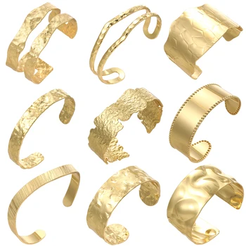 Геометрический браслет золотого цвета для женщин И мужчин, Дизайнерский регулируемый браслет-манжета из нержавеющей Стали, Отличное Качество, Бесплатная Доставка