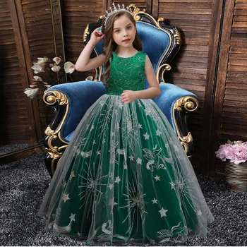 Детские платья для девочек, Зеленое розовое платье с вышивкой, платье принцессы, детское официальное вечернее платье для вечеринки, свадебное платье для девочек в цветочек