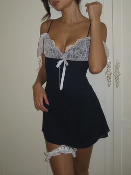 Женское облегающее мини-платье на бретелях, сексуальный топ без рукавов, кружевное платье на бретельках с V-образным вырезом и открытой спиной, вечернее клубное платье