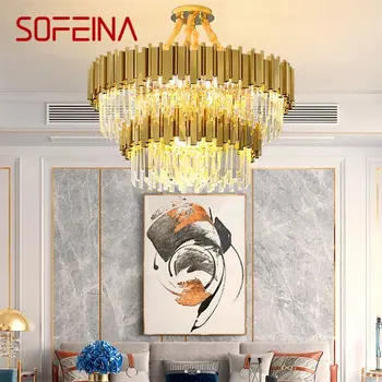 Золотая люстра SOFEINA Хрустальный подвесной светильник Постмодернистский светодиодный светильник для дома, гостиной, столовой