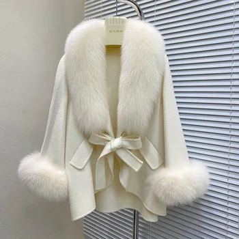 Известный дизайн, роскошь, Новая Мода, Женское Длинное пальто из натурального лисьего меха, куртка, стильное пальто из натурального меха MTN104