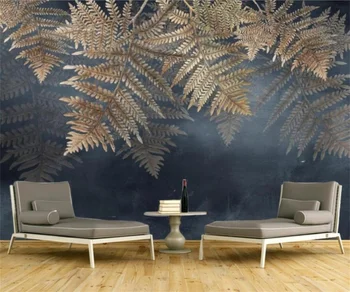 Изготовленный на Заказ Скандинавский современный 3D светильник papel de parede с роскошными листьями тропических растений, телевизор, спальня, гостиная, Фоновая стена, 3D обои