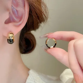 Капающее масло, круглые геометрические серьги-кольца с пряжкой для ушей, модные простые женские украшения в стиле ретро