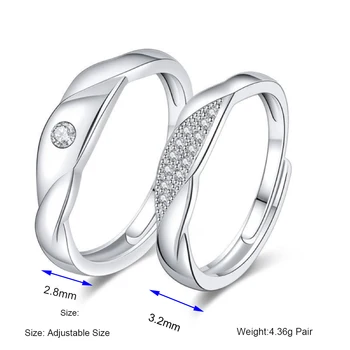 Классическое кольцо для пары из платины с медным покрытием, открывающееся внахлест, для мужчин и женщин, регулируемые простые украшения для пальцев, Оптовая продажа, Бесплатная Доставка