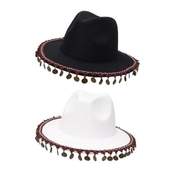 Ковбойская Кепка с кисточками, Западная Ковбойская Шляпа для женщин, Реквизит для фотосессии для девочек, Кепка с бахромой DXAA