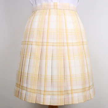 Комплекты юбок для летних студенток JK, желтая клетчатая юбка с высокой талией, плиссированная юбка, костюмы для женщин, японская корейская школьная форма