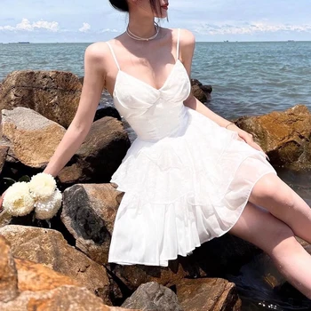 Летние платья женское сексуальное вечернее платье элегантное мини-свадебное платье корейская мода повседневные пляжные платья винтажные vestidos белый