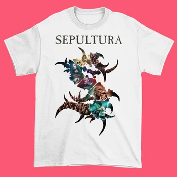Лучшая из мирового турне группы Sepultura Хлопковая белая рубашка унисекс в натуральную величину J616