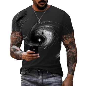 Модная Повседневная Мужская футболка с 3D принтом Yin-Yang Gossip, Нейтральная Футболка С Круглым вырезом И Коротким рукавом, Высококачественная Одежда, Топы Оверсайз