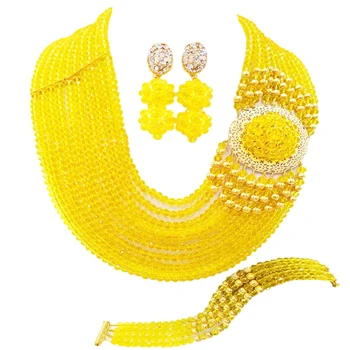 Модное африканское ожерелье Желтые Африканские бусы Ювелирные наборы