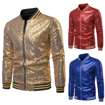 Мужская Блестящая куртка С золотыми блестками, Пиджаки для костюмов, Мужская Однотонная куртка на молнии для ночного клуба, DJ, Сценическая куртка, Пальто, 2020 Новая Одежда