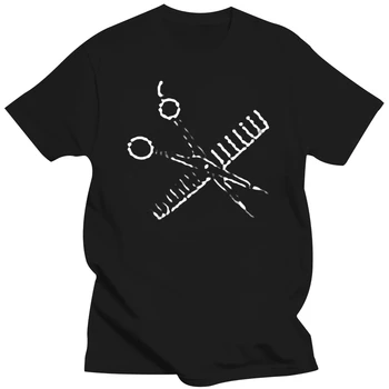 Мужская летняя футболка для парикмахера известного бренда, расческа и ножницы со стразами, черная футболка, мужская футболка