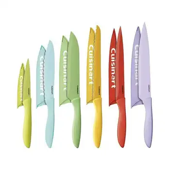 набор цветных ножей с керамическим покрытием из 12 предметов и защитными накладками на лезвия
