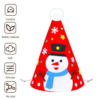 Наборы для изготовления игрушек Наборы для изготовления рождественских шляп Санта Снеговик Лось Пингвин с принтами в виде остроконечных белых шариков Декор своими руками для продавцов