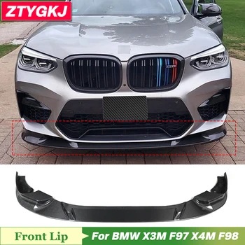 Накладки для губ на передний бампер из высококачественного углеродного волокна в 3D стиле для BMW X3M F97 X4M F98 Tuning 2019-2021