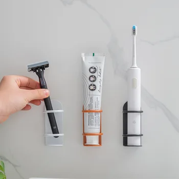 Настенные зубные щетки без перфорации, держатели ручек для зубной пасты с клейкой полкой, инструмент для хранения чистящих средств для ванной комнаты в общежитии