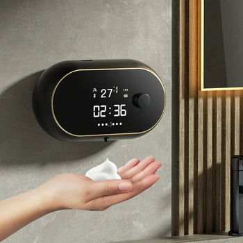 Настенный Дозатор пены для мыла Бесконтактное Автоматическое Дезинфицирующее средство для рук, Перезаряжаемое по времени и температуре, Цифровые Принадлежности для ванной комнаты