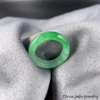 Натуральное 100% настоящее зеленое кольцо из мьянманского жадеита, скульптурное простое нефритовое кольцо ручной работы, женские вечерние свадебные украшения, подарочные кольца для мужчин