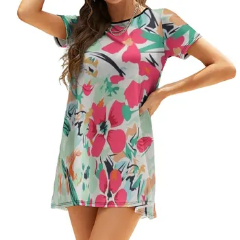 Новое женское элегантное платье с летним цветочным принтом Женское летнее платье Сексуальное пляжное платье