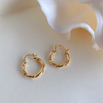 Новые U-образные маленькие позолоченные серьги-кольца во французском ретро-стиле, изогнутые, простые серьги-кольца, подходящие для женских украшений на каждый день