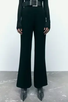 Новые женские повседневные брюки с высокой талией в стиле ретро в стиле ретро 2023 года, расклешенные брюки с поясом