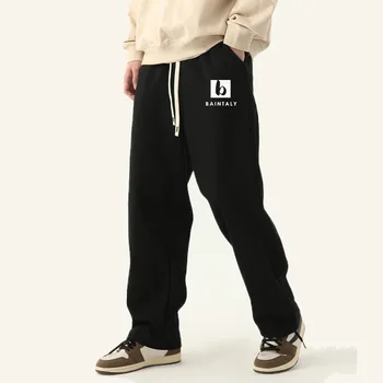 Новые мужские брюки с принтом буквы B, модные спортивные свободные черные брюки для бега трусцой, уличная одежда, мужские спортивные брюки 2024
