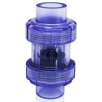 Обратный клапан Обратный клапан из ПВХ 3/4 дюйма, обратный клапан True Union, Прозрачный синий Обратный клапан из ПВХ, обратный клапан для трубопровода, односторонний клапан