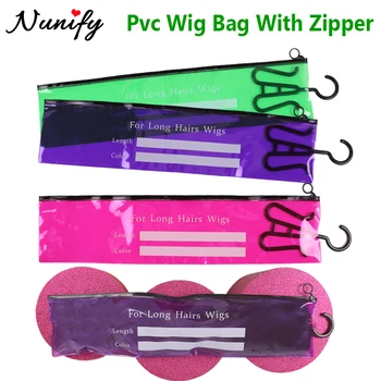 Пластиковый пакет для упаковки волос с крючком для хранения париков, переносное хранилище париков для нескольких париков, фиолетовые зеленые Розовые пылезащитные сумки для париков