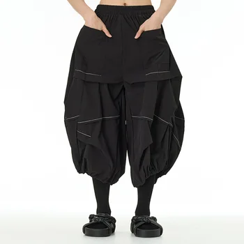 Повседневные брюки SuperAen Корейского оригинального дизайна, Весна 2024, Новые женские свободные укороченные брюки большого размера